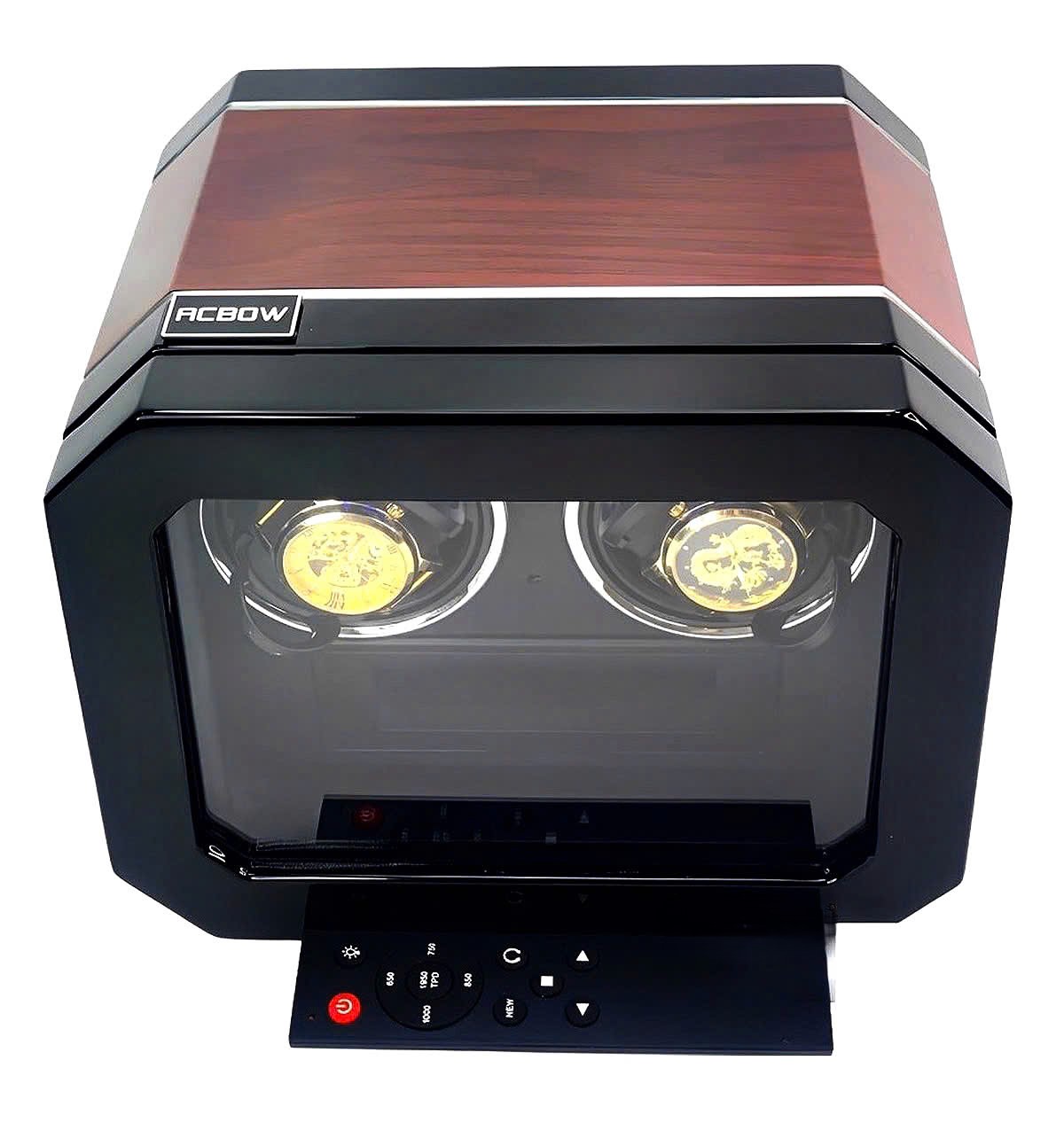 hộp xoay đồng hồ cơ acbow cao cấp 2 ngăn có remote cảm ứng khóa vân tay chính hãng