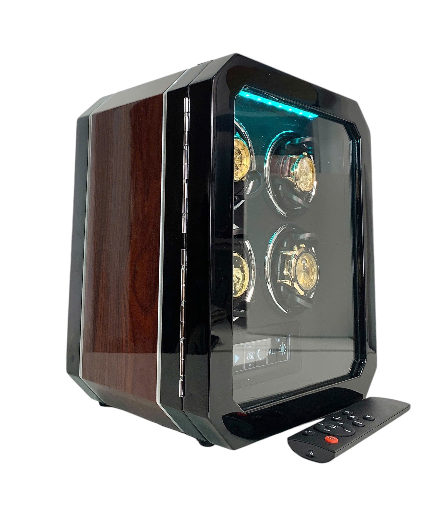 hộp xoay đồng hồ cơ acbow cao cấp 4 ngăn có remote cảm ứng khóa vân tay chính hãng