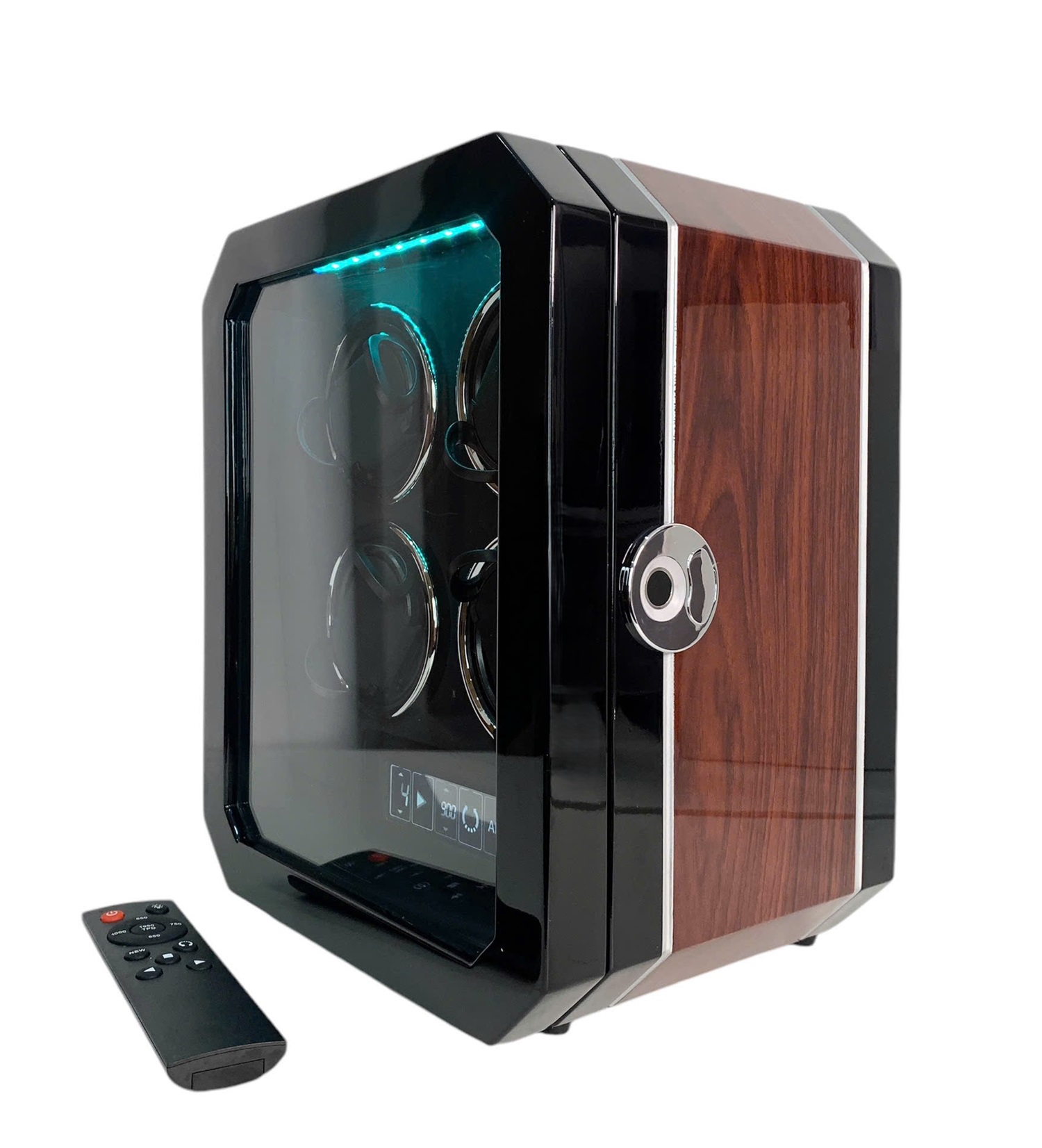 hộp xoay đồng hồ cơ acbow cao cấp 4 ngăn có remote cảm ứng khóa vân tay chính hãng