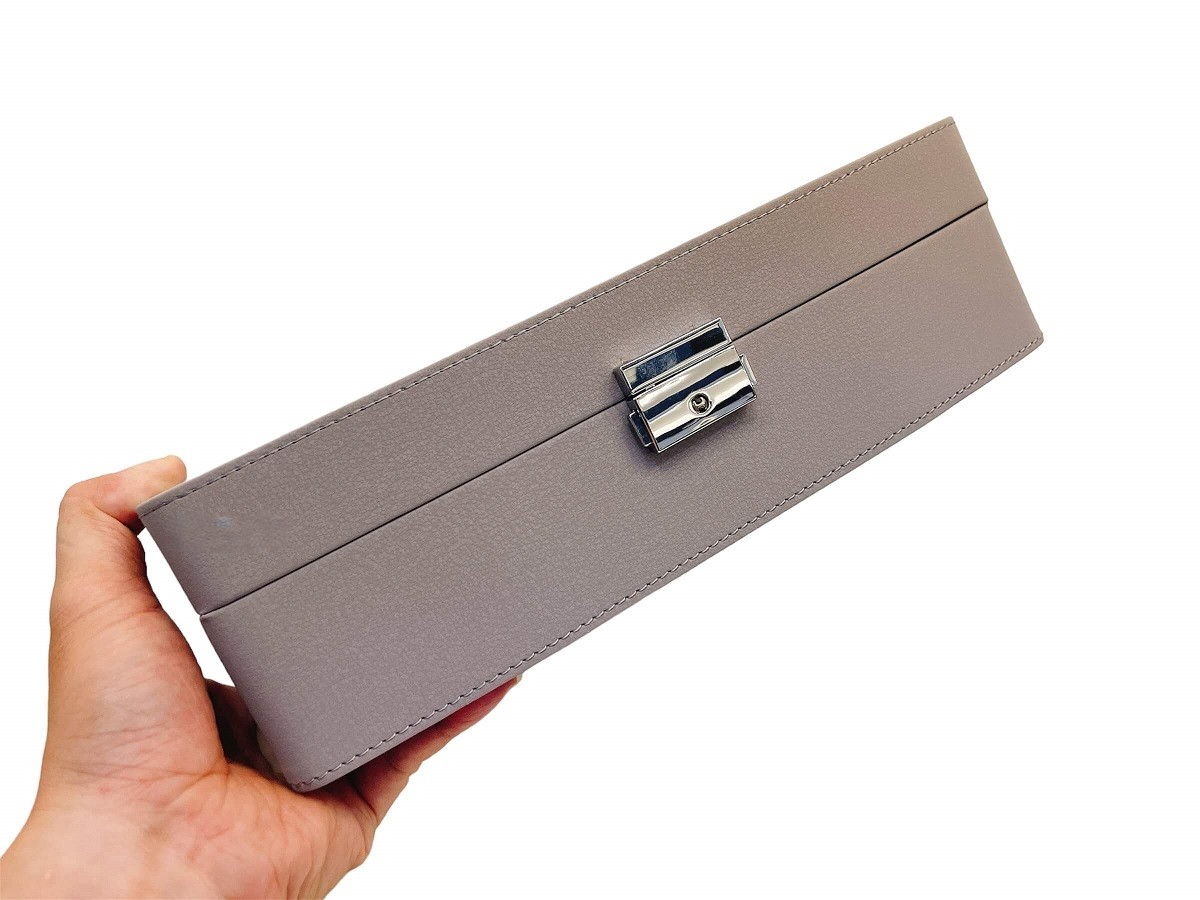 Hộp đựng đồng hồ 5 ngăn chính hãng acbow cao cấp sang trọng có khóa màu xám nhạt